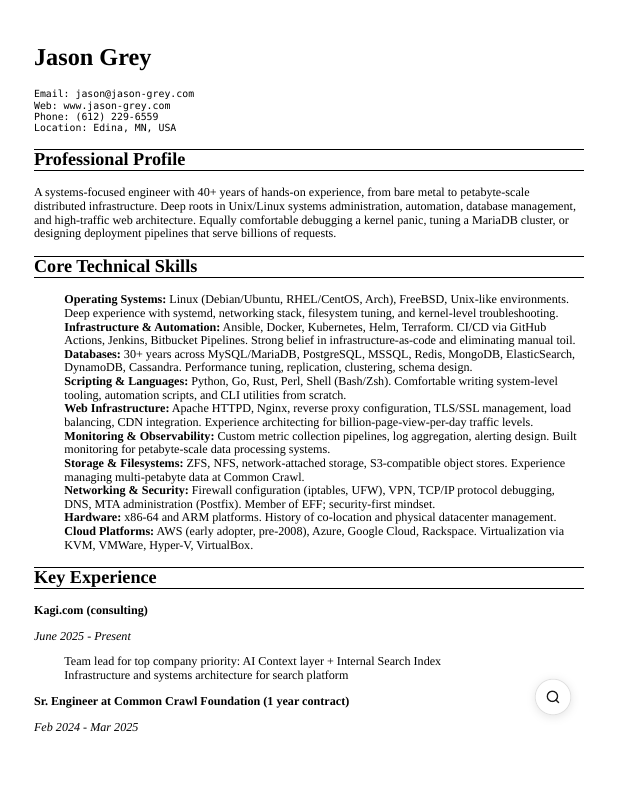 Systems & Infrastructure Resume thumbnail